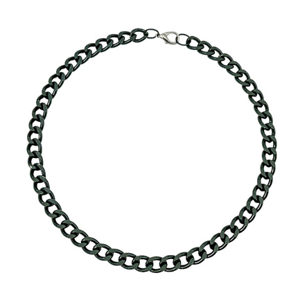 CK992-BS  BLACK REGULAR 3MM ALUMINUM CHAIN NECKLACE