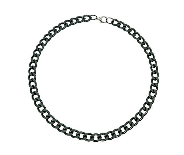 CK992-BS  BLACK REGULAR 3MM ALUMINUM CHAIN NECKLACE