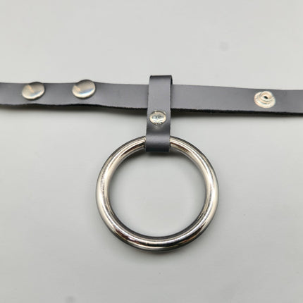 CR105  STEEL RING LEATHER  COCK RING