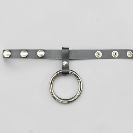 CR105  STEEL RING LEATHER  COCK RING