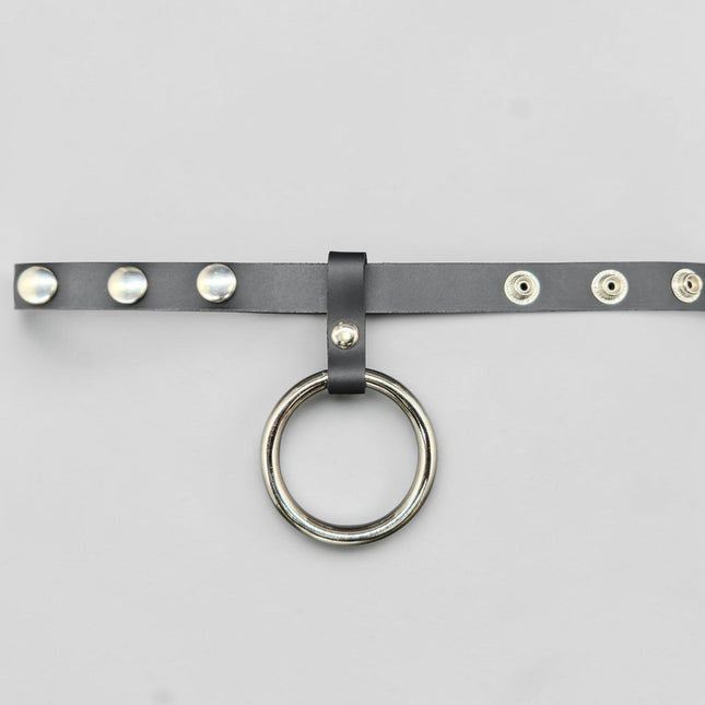 CR105  STEEL RING LEATHER  COCK RING
