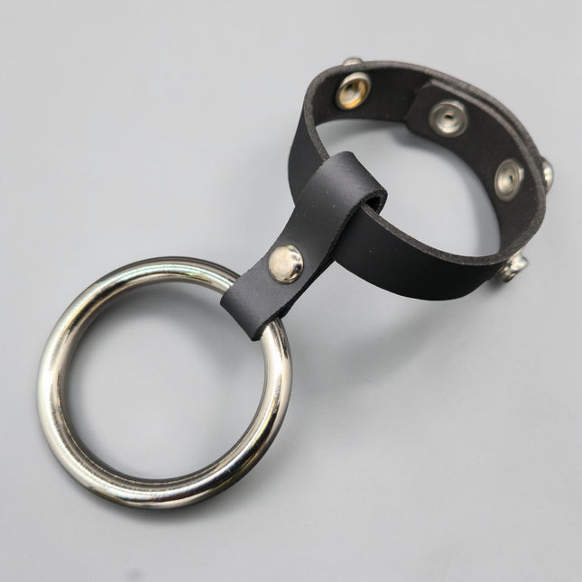 CR105  STEEL RING LEATHER  COCK RING