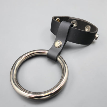 CR105  STEEL RING LEATHER  COCK RING