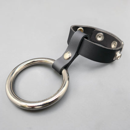 CR105  STEEL RING LEATHER  COCK RING