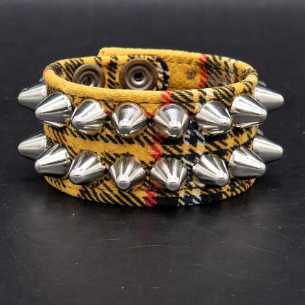 BC112UK-PD  PLAID 2 ROW UK77 STUDDED BRACELET CUFF