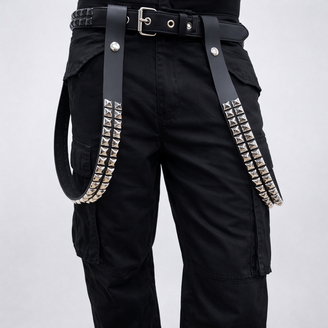 DS117 TWO ROW STUDDED SIDE DROP STRAP HARNESS 1 1/4" WIDE