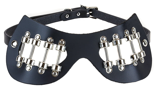 EM101-SIL BLACK EYE MASK WITH SILVER HOLDER