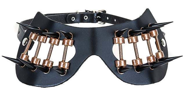 EM102-COP BLACK EYEMASK WITH BLACK SPIKES AND COPPER HOLDER