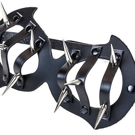 EM105-SIL BLACK EYEMASK WITH SILVER SPIKES AND BLACK STRAPS