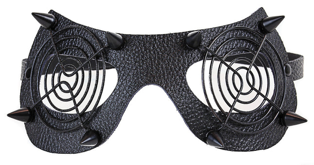EM123BLK BLACK EYE MASK WITH BLACK SPIKES AND GRILL