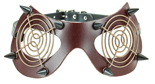 EM123BRN BROWN EYE MASK WITH BLACK SPIKES AND BROWN