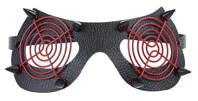 EM123RED BLACK EYE MASK WITH BLACK SPIKES AND RED