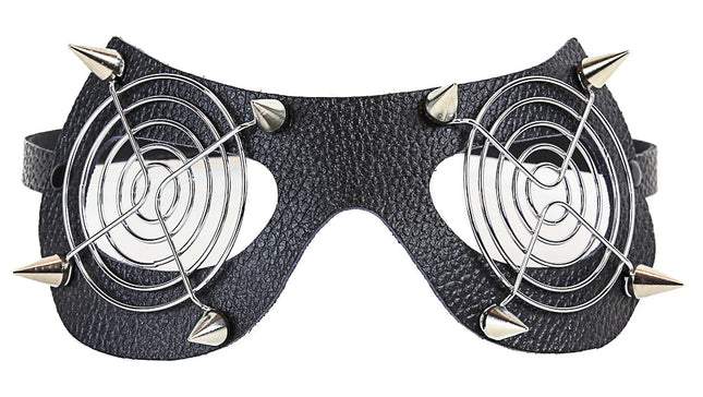 EM123SIL BLACK EYE MASK WITH SILVER SPIKES AND GRILL