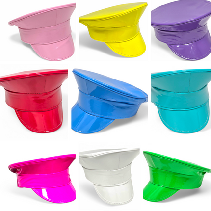 HT200 NEON PATENT PLAIN CAPTAIN HAT