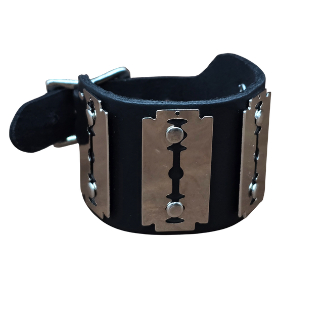 FB203BKL  BUCKLE BRACELET  RAZOR BLADE LEATHER