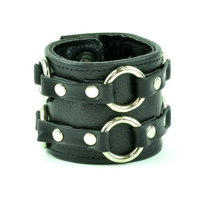 FB109 DOUBLE RING LEATHER BRACELET