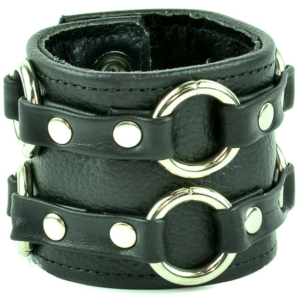 FB109 DOUBLE RING LEATHER BRACELET