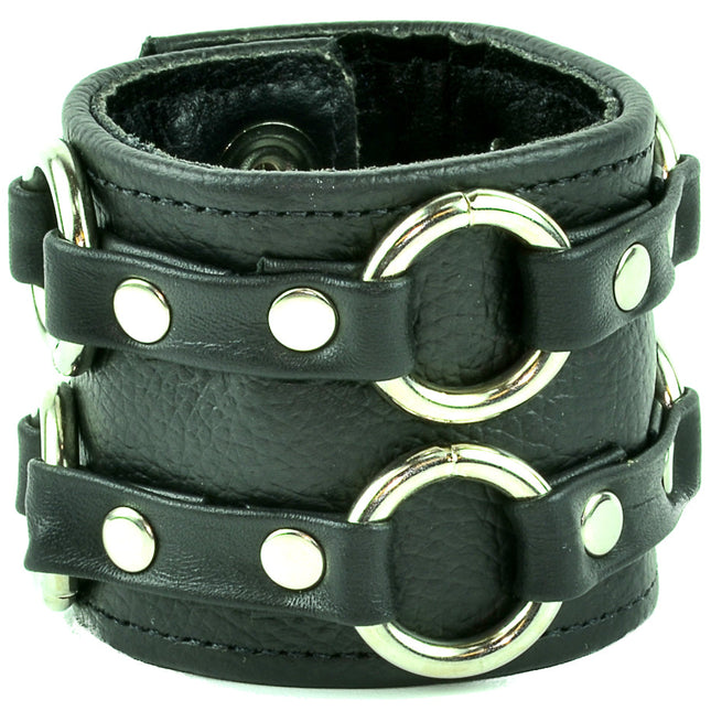 FB109 DOUBLE RING LEATHER BRACELET