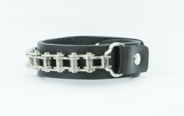 FB127 BIKE CHAIN LEATHER BRACELET