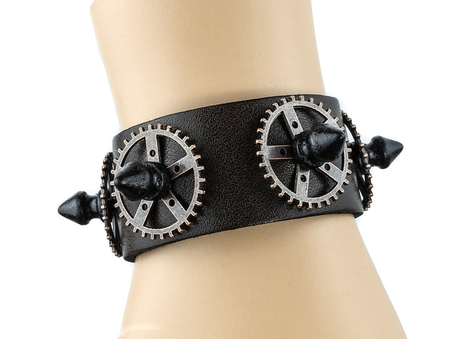 FB130-BS ASSORTED COLOR GEAR WITH BLACK SPIKE BRACELET