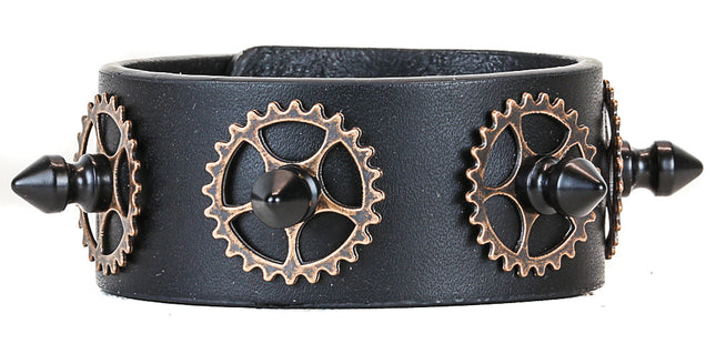 FB131-BS ASSORTED COLOR GEAR WITH BLACK SPIKE BRACELET