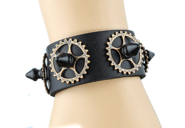 FB131-BS ASSORTED COLOR GEAR WITH BLACK SPIKE BRACELET