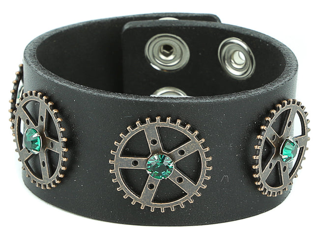 FB132COP COPPER GEAR BRACELET WITH ASSORTED RHINESTONE