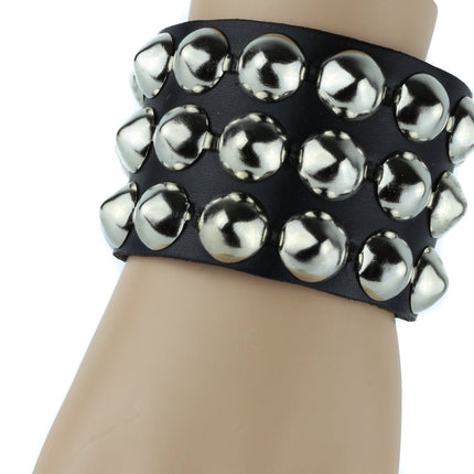 BC127CON THREE 3 ROW 1/2" CONICAL STUDDED BRACELET