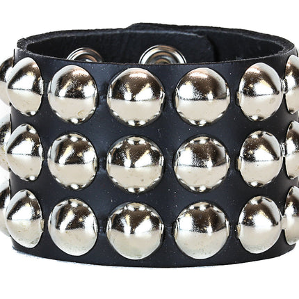 BC127CON THREE 3 ROW 1/2" CONICAL STUDDED BRACELET