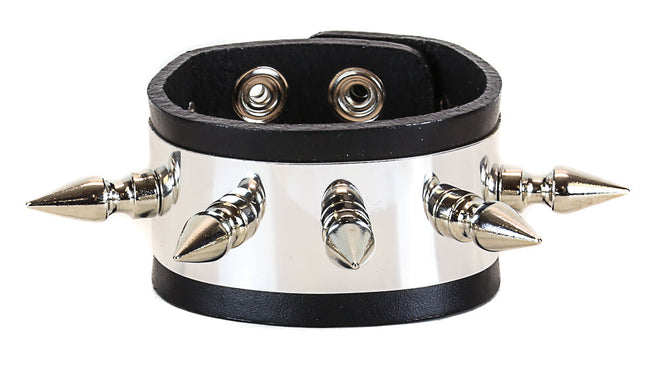 FB164 METAL 1" SILVER SPIKE BRACELET