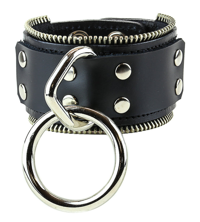 FB184 ZIPPED EDGE STUDDED BONDAGE BRACELET