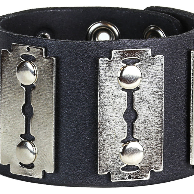 FB201  RAZOR BLADE LEATHER BRACELET