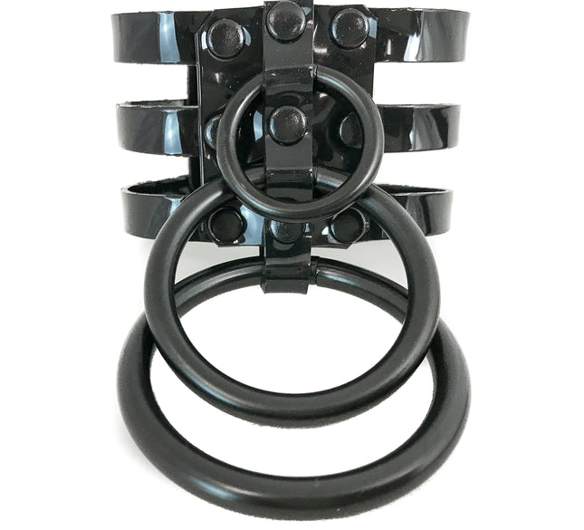 FB216VN-BLK-BS SPLIT 3 BLACK RING VINYL BLACK BRACELET