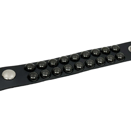 BC112RND-BS BLACK 2 ROW  1/2" ROUND STUD BRACELET