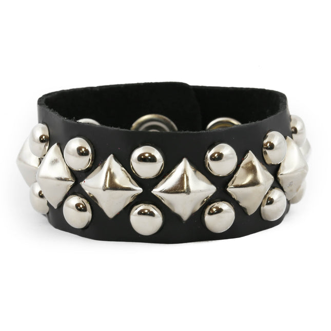 FB262 COLOR PYRAMIDS WITH SILVER ROUND STUDS BRACELET
