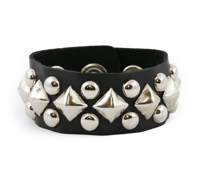 FB262 COLOR PYRAMIDS WITH SILVER ROUND STUDS BRACELET