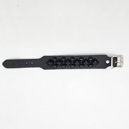 BC262BUCKLE 2 ROWROUND AND DIAMOND STUDDED BUCKLE BRACELET CUFF