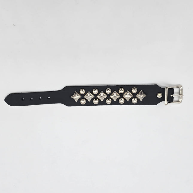 BC262BUCKLE 2 ROWROUND AND DIAMOND STUDDED BUCKLE BRACELET CUFF