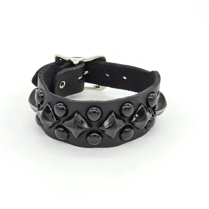 BC262BUCKLE 2 ROWROUND AND DIAMOND STUDDED BUCKLE BRACELET CUFF