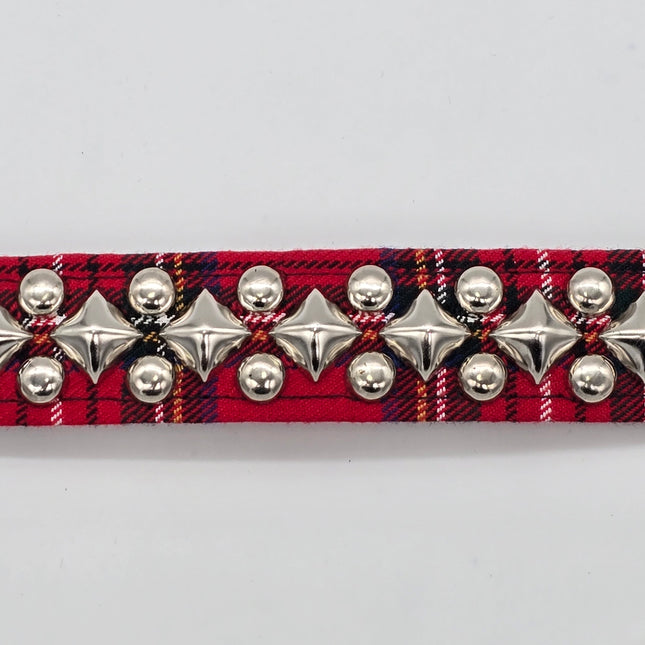 BC262PDPLAID 2 ROW ROUND DIAMOND STUDDED BRACELET CUFF