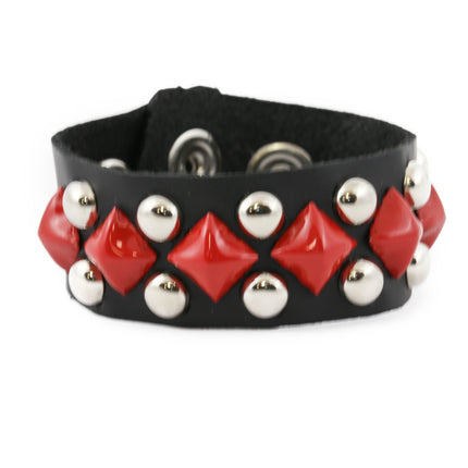 FB262 COLOR PYRAMIDS WITH SILVER ROUND STUDS BRACELET
