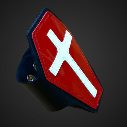 FB300RED RED COFFIN BRACELET WITH BLACK OR WHITE CROSS