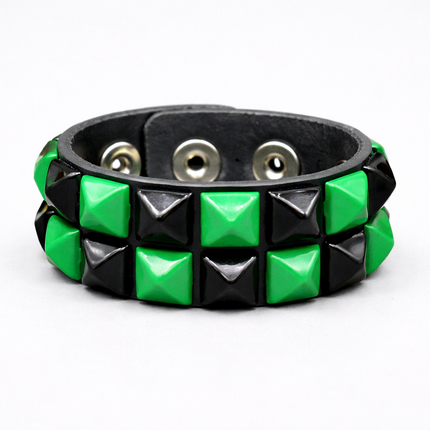 FB307 TWO ROW  PYRAMID STUD CHECKERED STUDDED