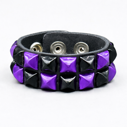 FB307 TWO ROW  PYRAMID STUD CHECKERED STUDDED