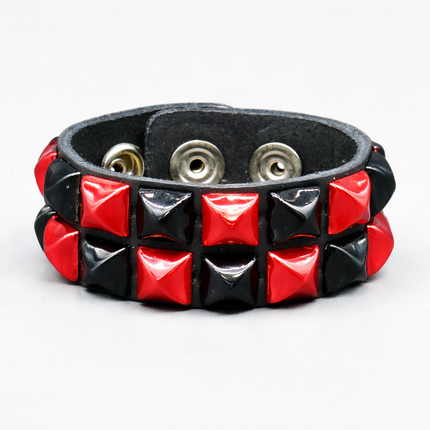 FB307 TWO ROW  PYRAMID STUD CHECKERED STUDDED