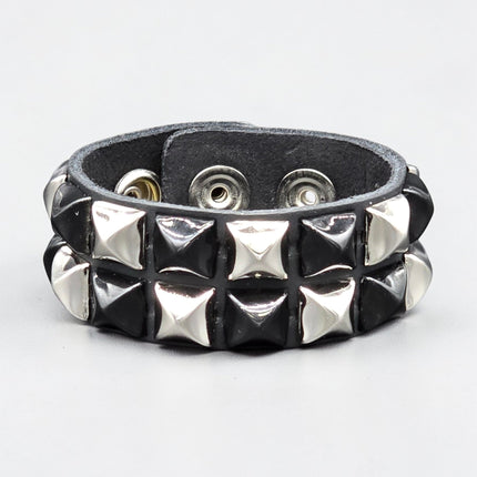 FB307 TWO ROW  PYRAMID STUD CHECKERED STUDDED