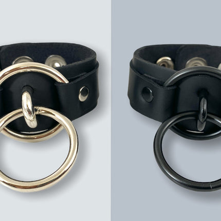 FB310 STRAPPED DOUBLE RING BONDAGE SNAP BRACELET