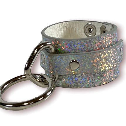 FB318RN   HOLOGRAPHIC RAINBOW BONDAGE WRIST CUFF