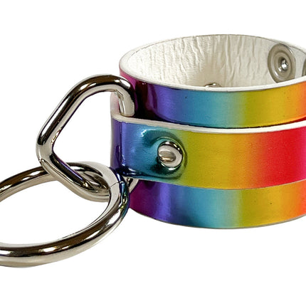 FB318RN   HOLOGRAPHIC RAINBOW BONDAGE WRIST CUFF