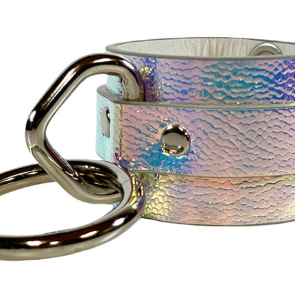 FB318RN   HOLOGRAPHIC RAINBOW BONDAGE WRIST CUFF